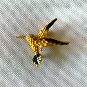 Vintage Crystal Headed Hummingbird Brooche